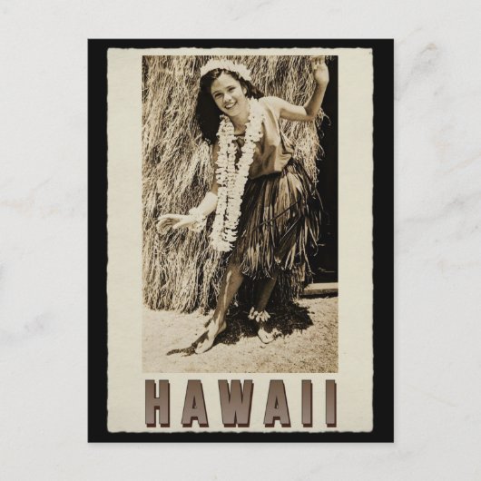 Hawaii Hula Girl Vintages Foto Postkarte (Vorderseite)