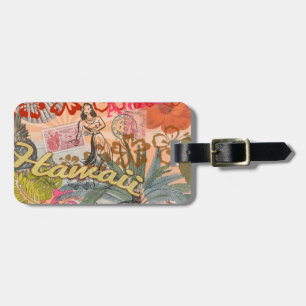 Hawaii Hula Reise Blumen Vintage Gepäckanhänger