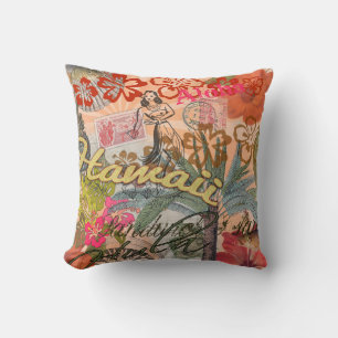 Hawaii Hula Reise Blumen Vintage Kissen