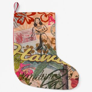 Hawaii Hula Reise Blumen Vintage Kleiner Weihnachtsstrumpf