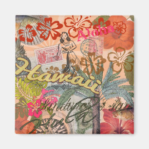 Hawaii Hula Reise Blumen Vintage Magnet
