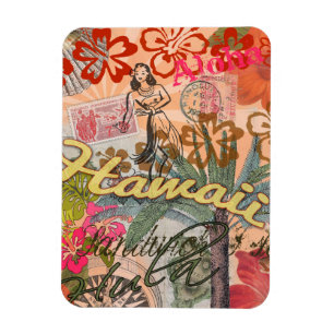 Hawaii Hula Reise Blumen Vintage Magnet