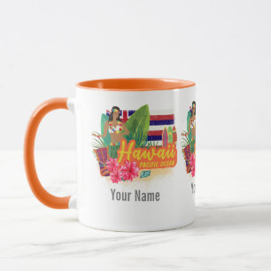 Hawaii Hula-Tänzerin Retro Pazifik Vintage Souveni Tasse