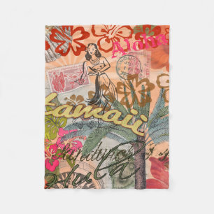 Hawaii Hula Travel Blume Vintag Fleecedecke