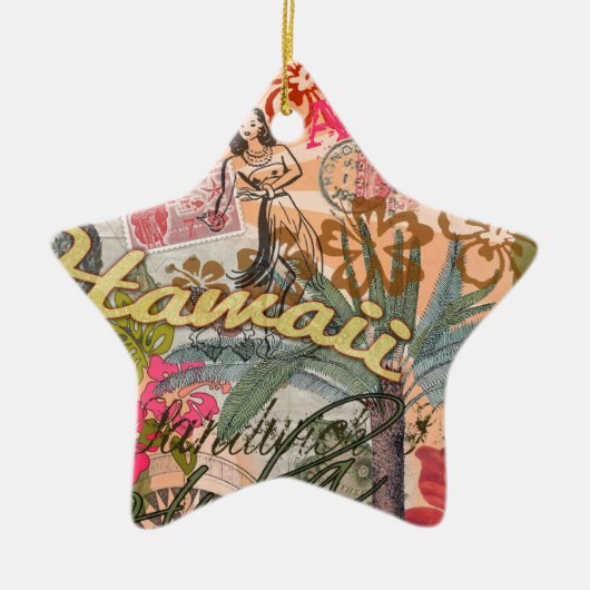 Hawaii Hula Travel Blume Vintag Keramik Ornament (Vorne)