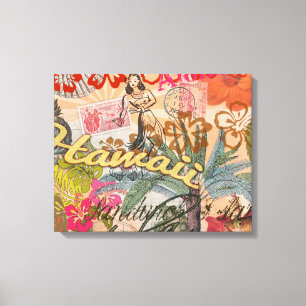 Hawaii Hula Travel Blume Vintag Leinwanddruck