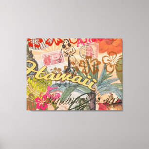 Hawaii Hula Travel Blume Vintag Leinwanddruck