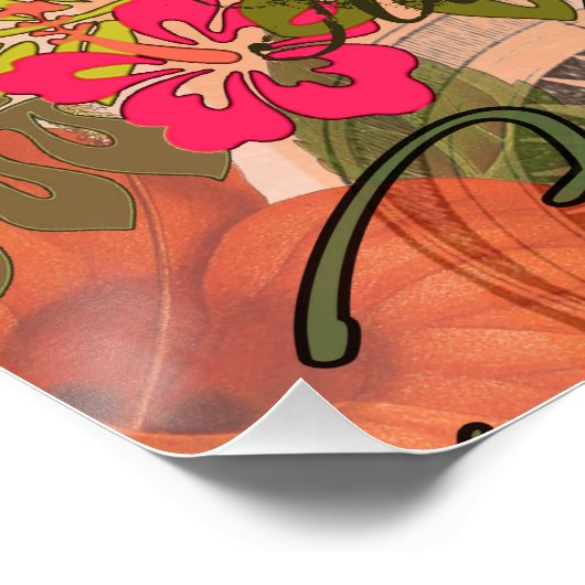 Hawaii Hula Travel Blume Vintag Poster (Ecke)