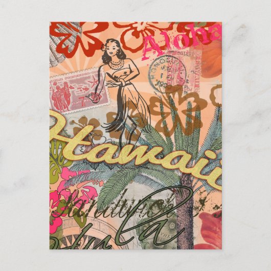 Hawaii Hula Travel Blume Vintag Postkarte (Vorderseite)