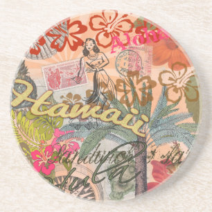 Hawaii Hula Travel Blume Vintag Sandstein Untersetzer