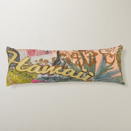 Hawaii Hula Travel Blume Vintag Seitenschläferkissen (Rückseite)