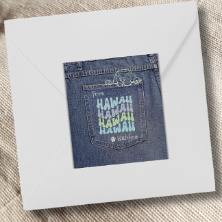 Hawaii Hund in Jean Pocket Classic Square Sticker