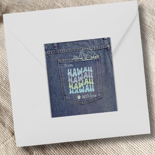 Hawaii Hund in Jean Pocket Classic Square Sticker