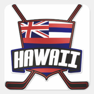 Hawaii Ice Hockey Flag Logo Quadratischer Aufkleber