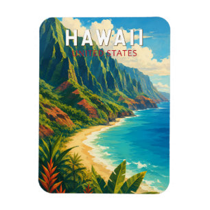 Hawaii-Illustration Reise Kunst Vintage Magnet