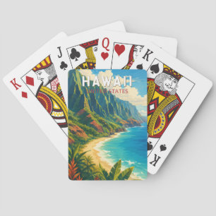 Hawaii-Illustration Reise Kunst Vintage Spielkarten