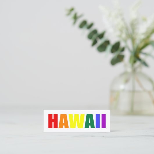 HAWAII in Regenbogenfarben Mini Visitenkarte (Stehend Vorderseite)