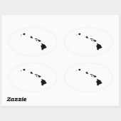 Hawaii in Schwarz und Weiß Ovaler Aufkleber (Blatt)