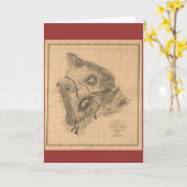 Hawaii-Insel, 1886, Vintage hawaiische Karte (Gelbe Blume)