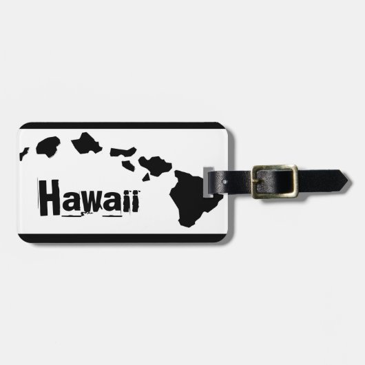 Hawaii Insel weiß schwarz anpassbare Gepäckmarke Gepäckanhänger (Vorderseite horizontal)