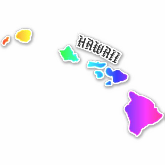 HAWAII INSELN NEON RAINBOW AUFKLEBER (Vorderseite)