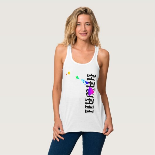 HAWAII INSELN NEON RAINBOW TANK TOP (Vorderseite Vollansicht)