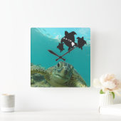 Hawaii-Inseln Schildkröten Quadratische Wanduhr (Zuhause)