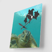 Hawaii-Inseln Schildkröten Quadratische Wanduhr (Winkel)