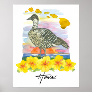 Hawaii-Inseln State Bird Nene Sonnenuntergang Ozea Poster