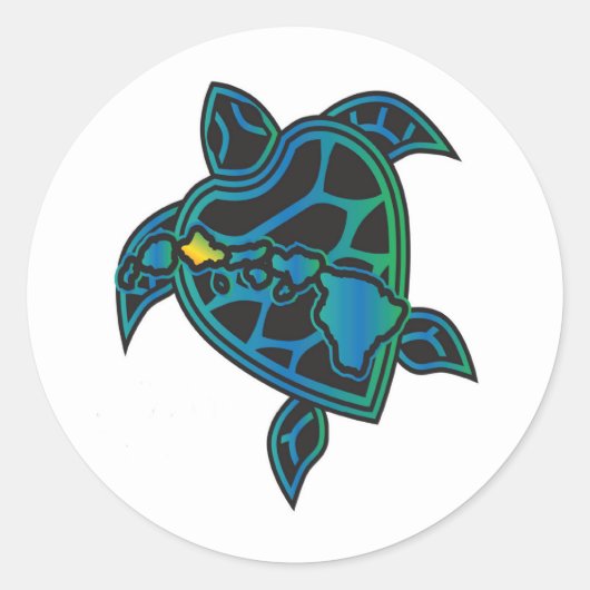 Hawaii-Inseln Turtle Runder Aufkleber (Vorderseite)