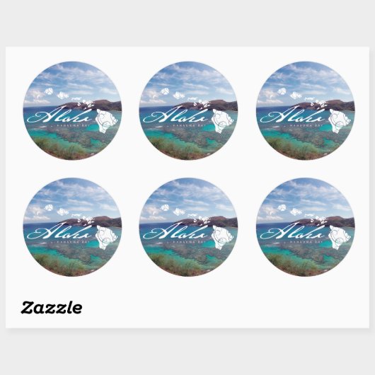 Hawaii Inseln und Hanauma Bay Runder Aufkleber (Blatt)