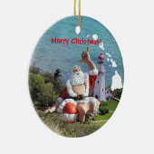 Hawaii Inseln, Weihnachtsmann und Waikiki Keramik Ornament (Rechts)