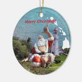 Hawaii Inseln, Weihnachtsmann und Waikiki Keramik Ornament (Links)