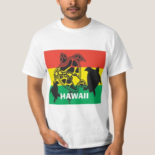 Hawaii Island Reggae Turtle Flag T-Shirt (Vorderseite)