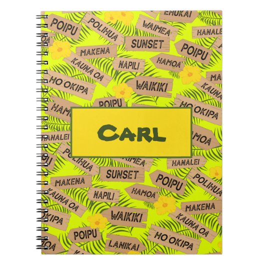 Hawaii Island Strände in Gelb Notizblock (Vorderseite)