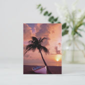 Hawaii Island Travel Beach Sunset Palm Tree Boat Postkarte (Stehend Vorderseite)