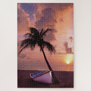 Hawaii Island Travel Beach Sunset Palm Tree Boat Puzzle