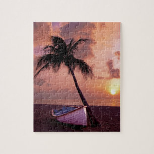 Hawaii Island Travel Beach Sunset Palm Tree Boat Puzzle