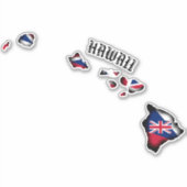 HAWAII ISLANDS HI Flag BLK Aufkleber (Vorderseite)