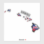 HAWAII ISLANDS HI Flag BLK Aufkleber (Blatt)