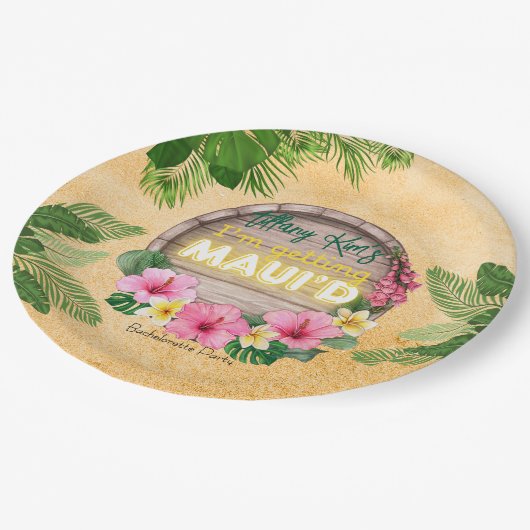 Hawaii Junggesellinnen-Abschiedsparty Pappteller (Schrägansicht)