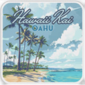 Hawaii Kai Honolulu Oahu Hawaii Retro Aufkleber (Vorderseite)