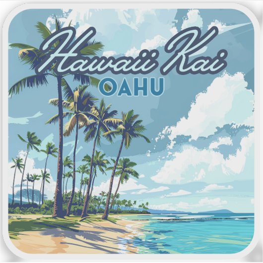 Hawaii Kai Honolulu Oahu Hawaii Retro Aufkleber (Vorderseite)