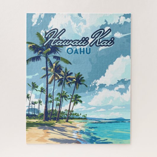 Hawaii Kai Honolulu Oahu Hawaii Retro Puzzle (Vertikal)