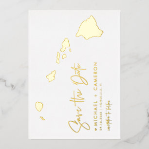 Hawaii Karte Minimalistische Schrift Foto Save The