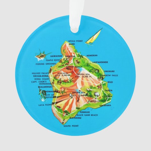 Hawaii Karte  Ornament (Vorderseite)