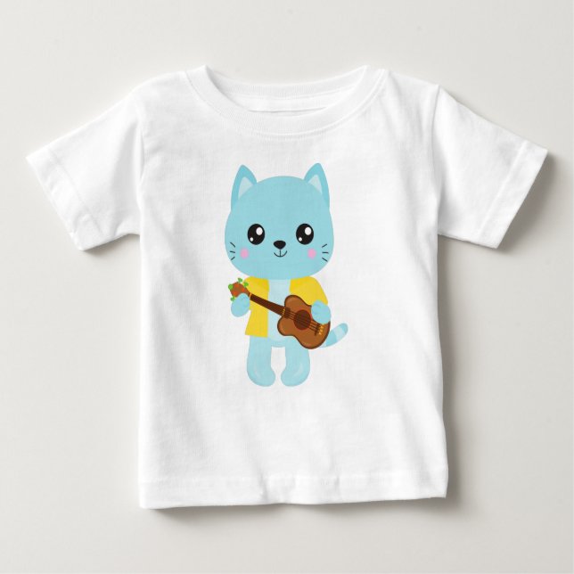 Hawaii Katze, Niedliche Katze, blaue Katze, Gitarr Baby T-shirt (Vorderseite)