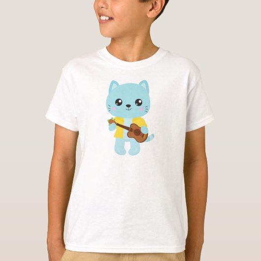 Hawaii Katze, Niedliche Katze, blaue Katze, Gitarr T-Shirt (Vorderseite)