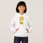 Hawaii Katze, Niedliche Katze, Gelbe Katze, Blume, Hoodie (Vorne ganz)