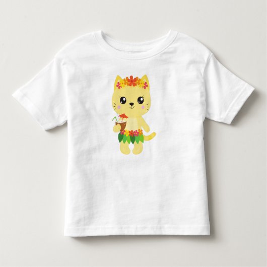 Hawaii Katze, Niedliche Katze, Gelbe Katze, Blume, Kleinkind T-shirt (Vorderseite)